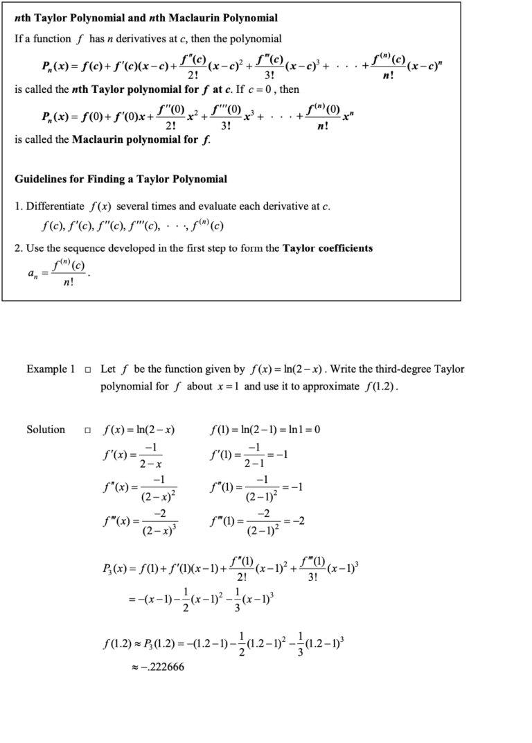 Taylor Polynomial and Lagrange Error Bound in Infinite Sequences and Series